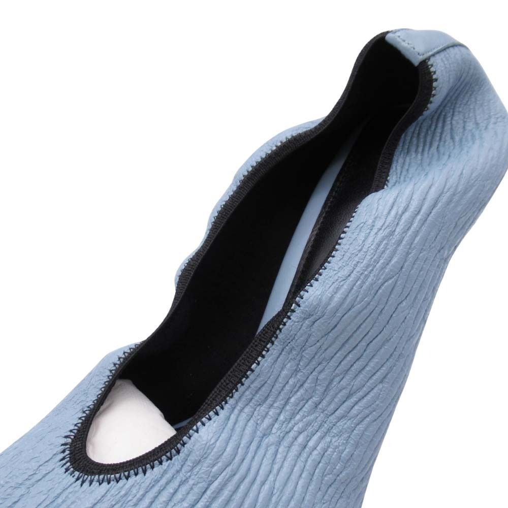 Bottega Veneta Crunch Calfskin Pumps Square Toe Light Blue — view 7