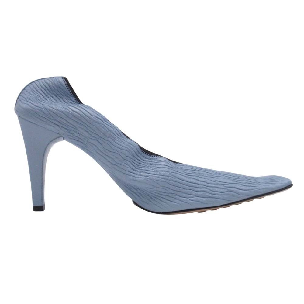 Bottega Veneta Crunch Calfskin Pumps Square Toe Light Blue — view 4