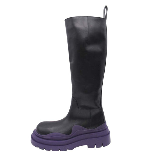 Bottega Veneta Tire Boots Long Platform Shoes Purple Black