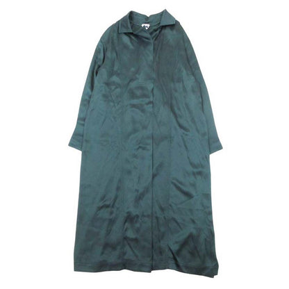 Bottega Veneta Silk Twill Shirt Dress Long Sleeve Maxi Flare Dark Green 36 — view 3