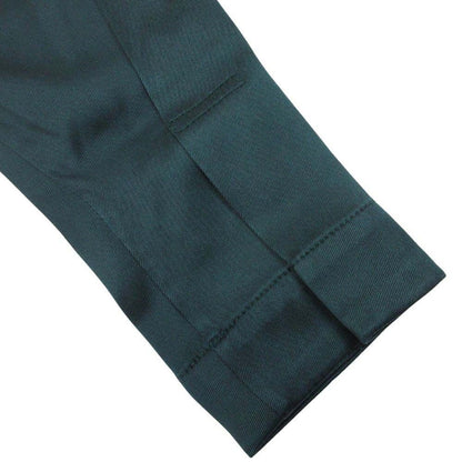 Bottega Veneta Silk Twill Shirt Dress Long Sleeve Maxi Flare Dark Green 36 — view 7