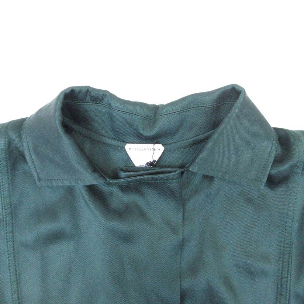 Bottega Veneta Silk Twill Shirt Dress Long Sleeve Maxi Flare Dark Green 36 — view 5