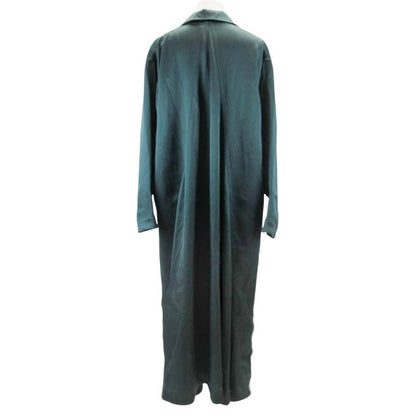 Bottega Veneta Silk Twill Shirt Dress Long Sleeve Maxi Flare Dark Green 36 — view 2