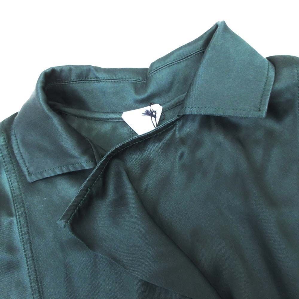 Bottega Veneta Silk Twill Shirt Dress Long Sleeve Maxi Flare Dark Green 36 — view 6
