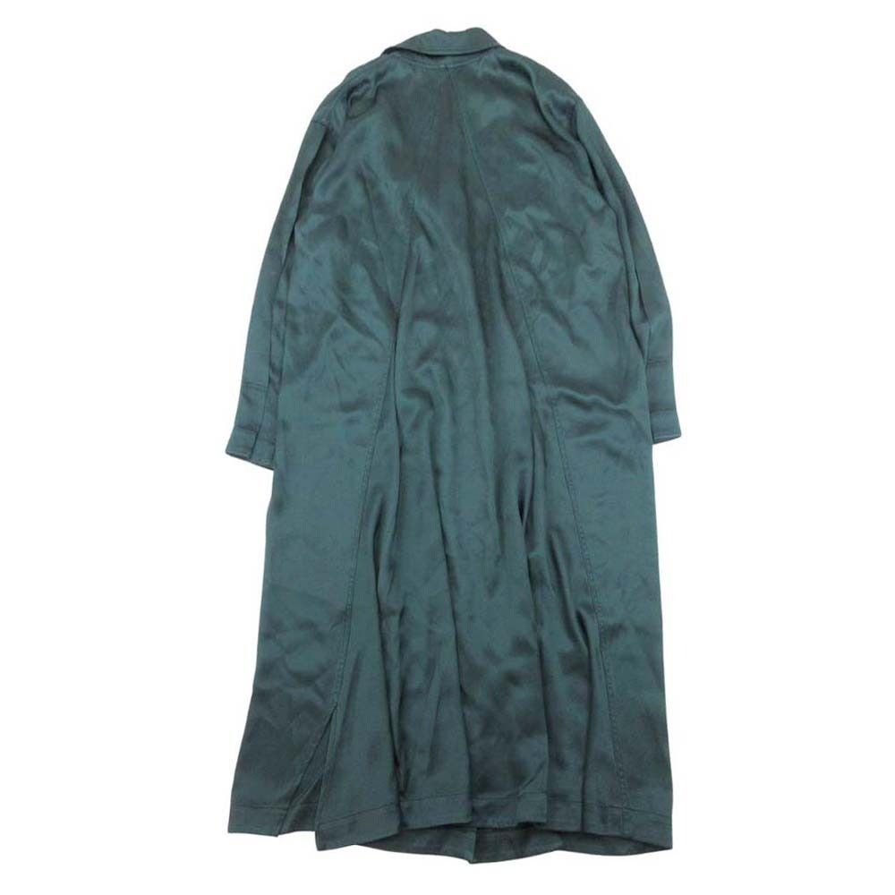 Bottega Veneta Silk Twill Shirt Dress Long Sleeve Maxi Flare Dark Green 36 — view 4