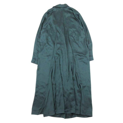 Bottega Veneta Silk Twill Shirt Dress Long Sleeve Maxi Flare Dark Green 36 — view 4