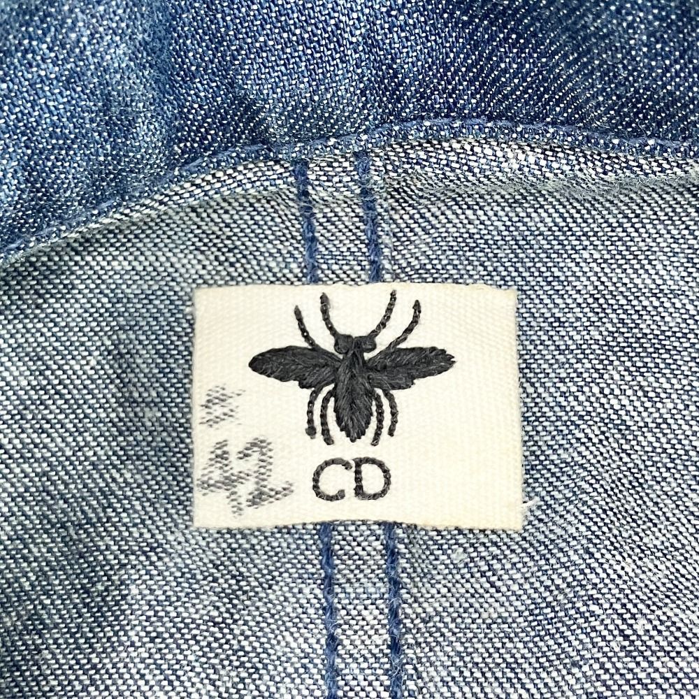 Dior Denim Vest Bee Embroidery Sleeveless Shirt Jacket Blue Indigo — view 6