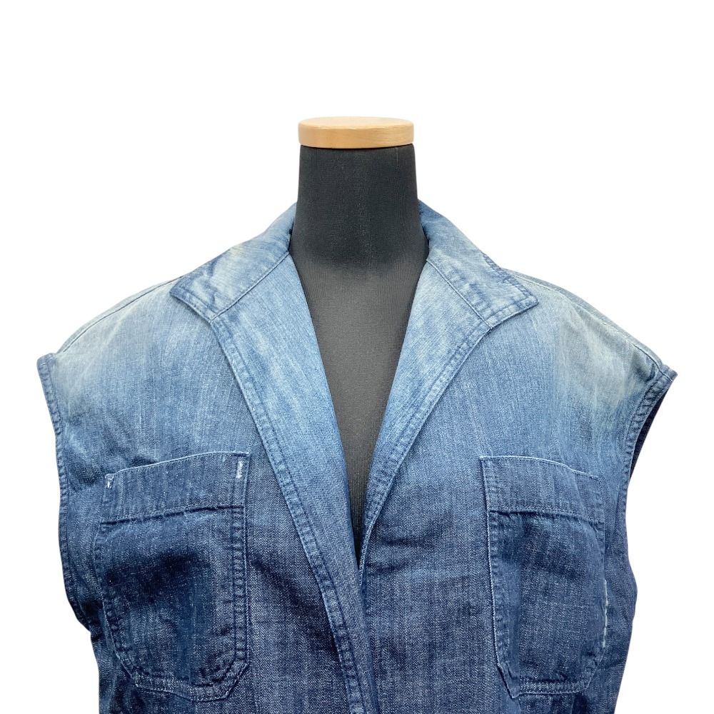 Dior Denim Vest Bee Embroidery Sleeveless Shirt Jacket Blue Indigo — view 3