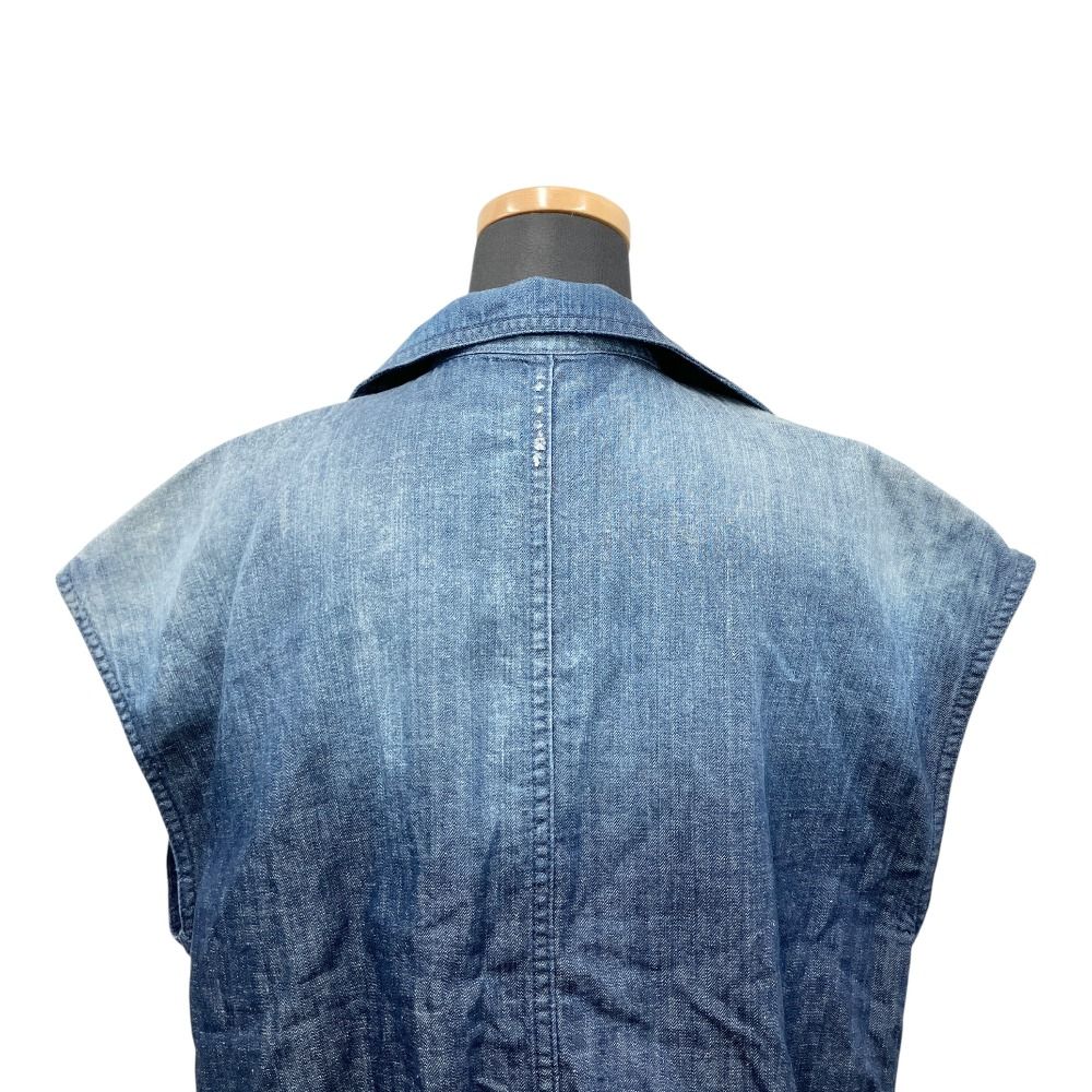 Dior Denim Vest Bee Embroidery Sleeveless Shirt Jacket Blue Indigo — view 4