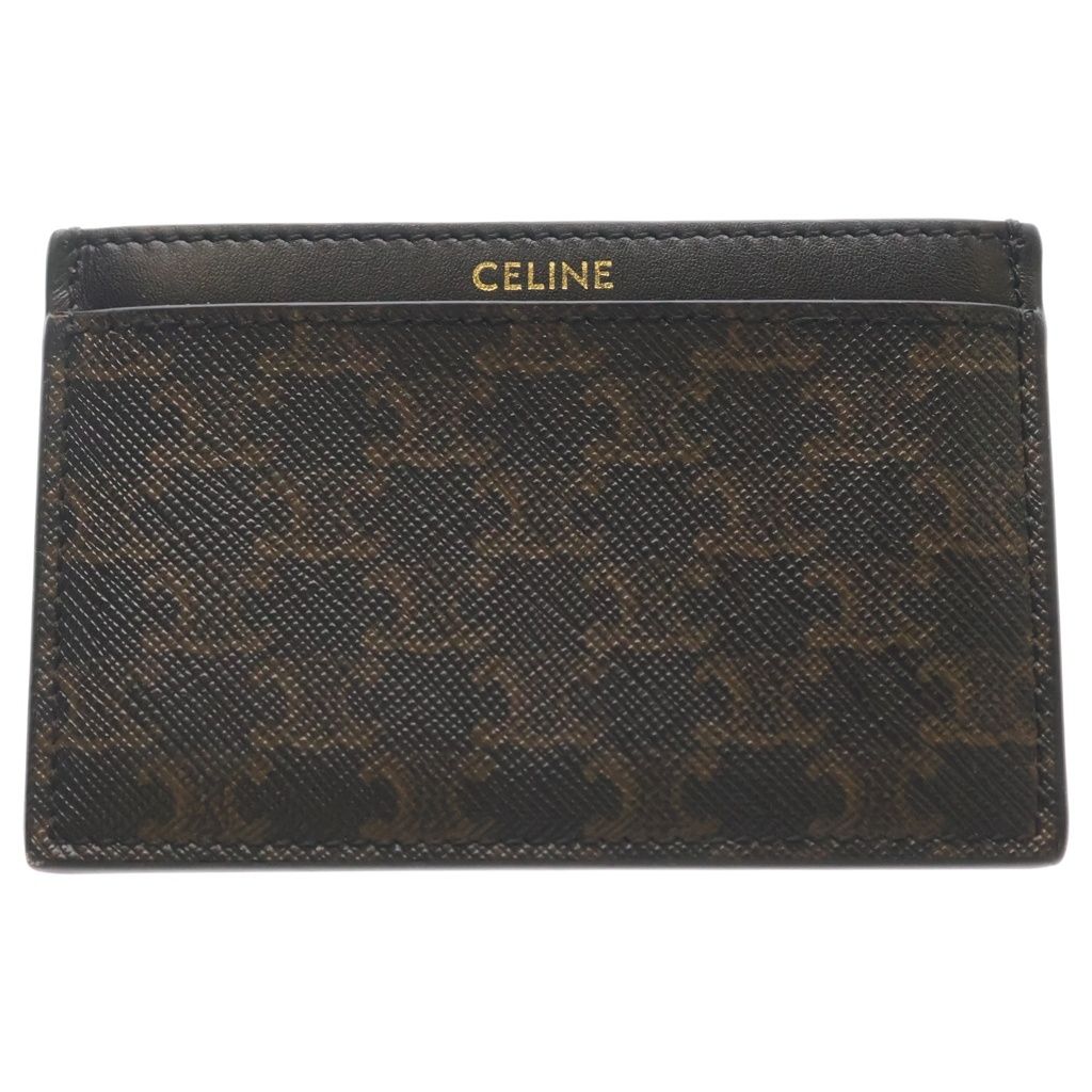 Celine Triomphe Card Case Leather Brown Black