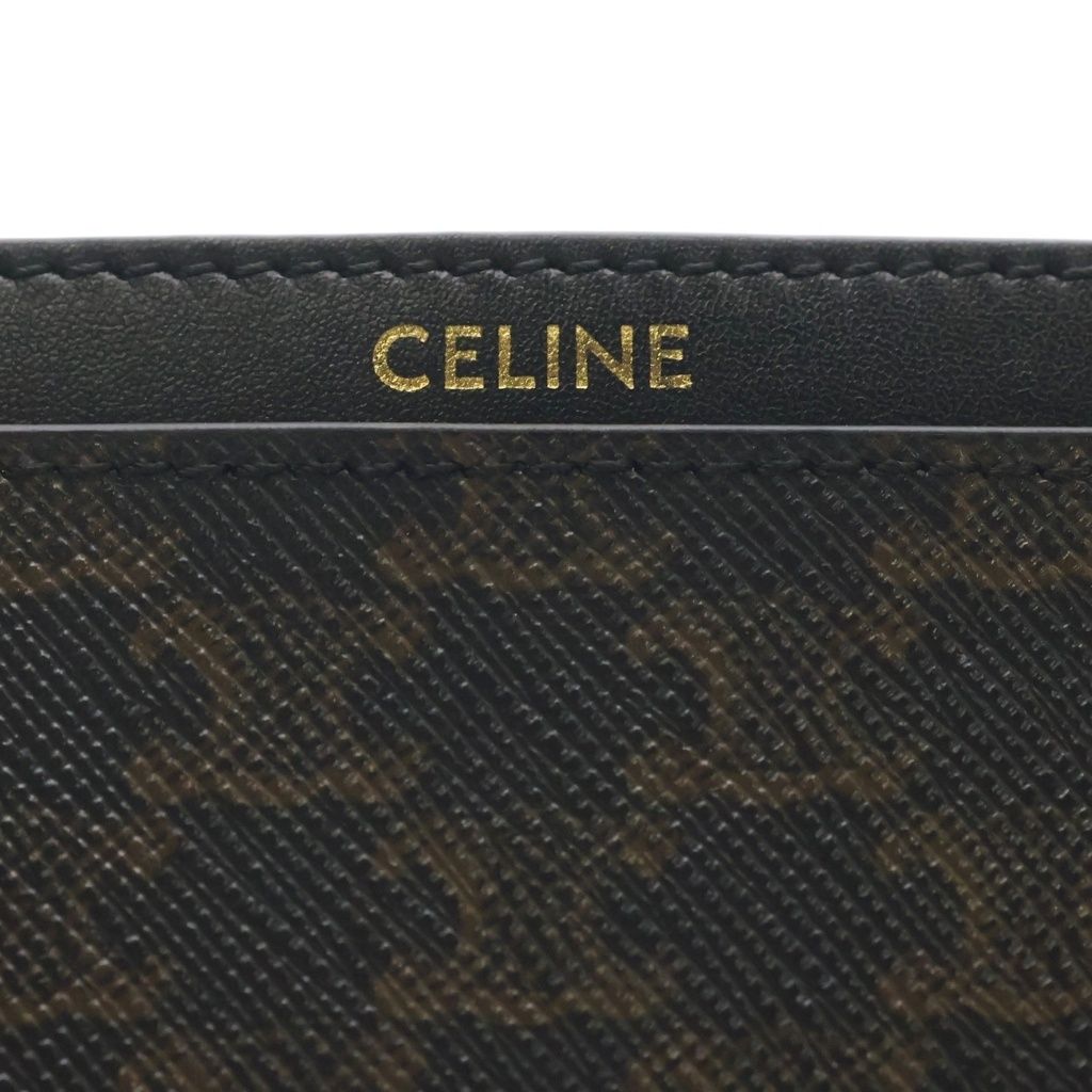 Celine Triomphe Card Case Leather Brown Black — view 5