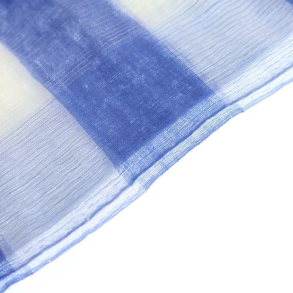 Hermes H Plaid Cashmere Silk Large Shawl Blue Scarf — view 5