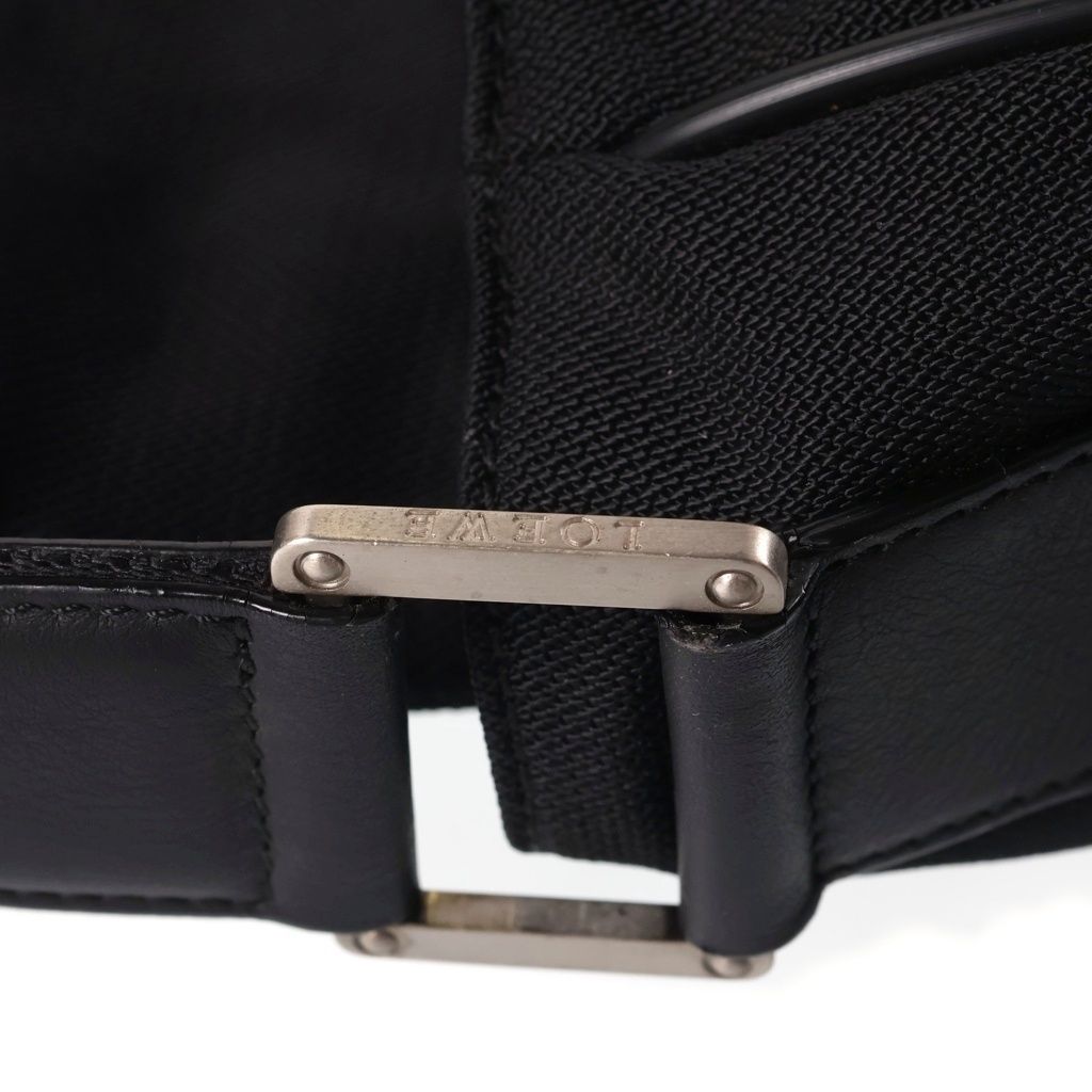Loewe Leather Canvas Contrast Shoulder Bag Black — view 7