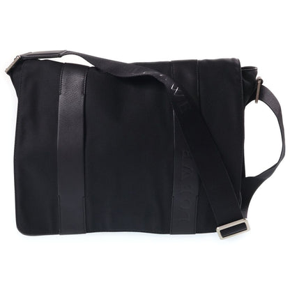 Loewe Leather Canvas Contrast Shoulder Bag Black