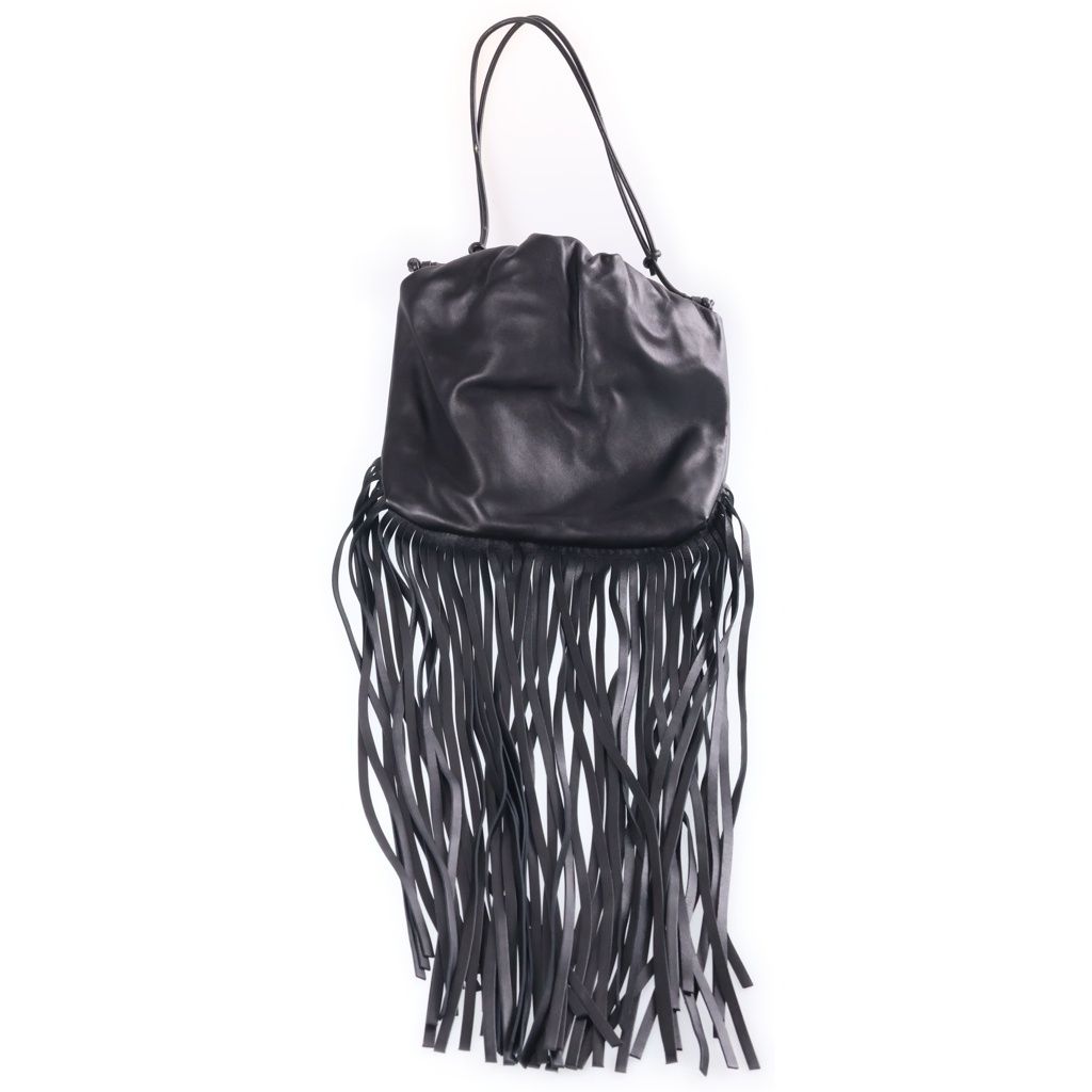 Bottega Veneta Fringe Shoulder Bag Black Leather — view 2