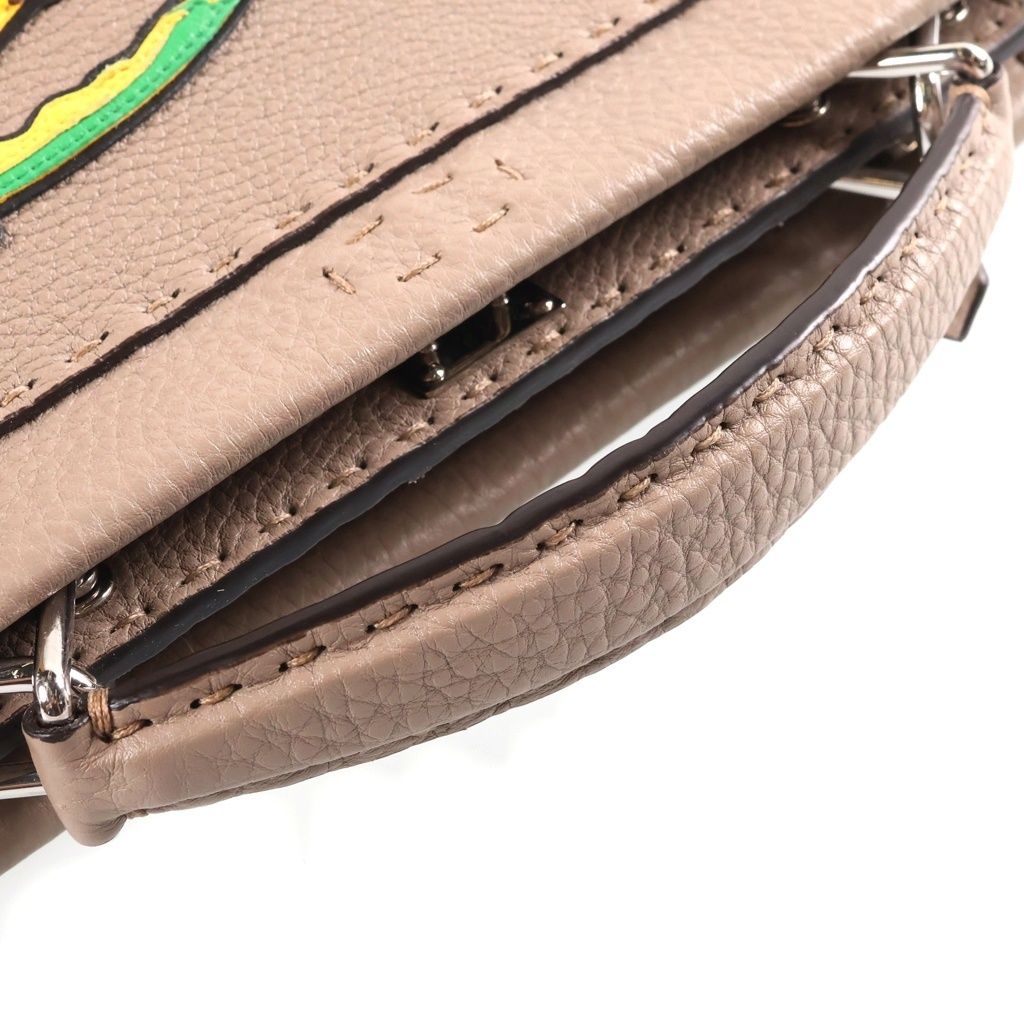 Fendi 2-Way Leather Peekaboo Selleria Banana Shoulder Bag Beige — view 6