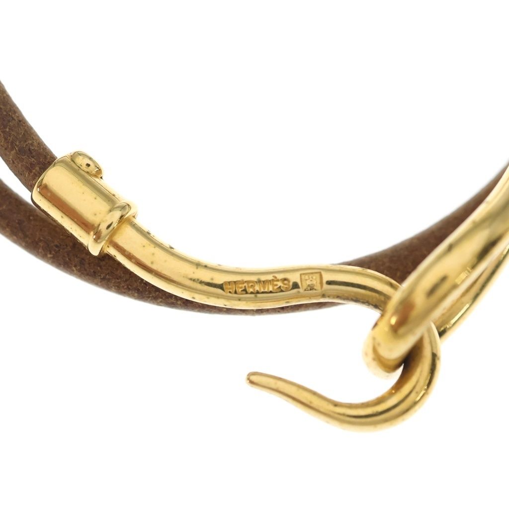 Hermes Jumbo Bracelet Gold Leather Brown — view 5