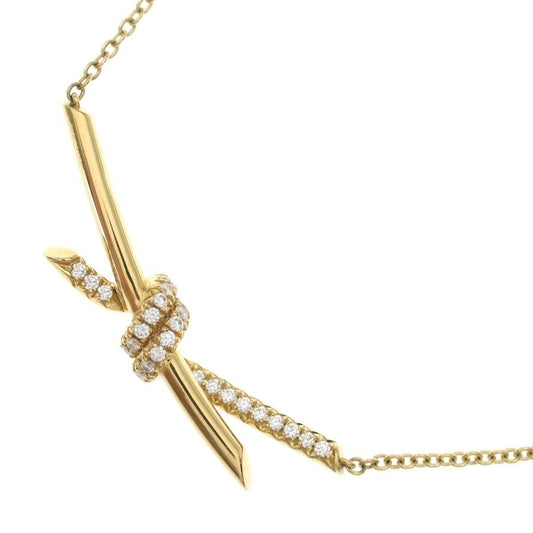 Tiffany & Co Knot Necklace Diamond Pendant Chain Yellow Gold
