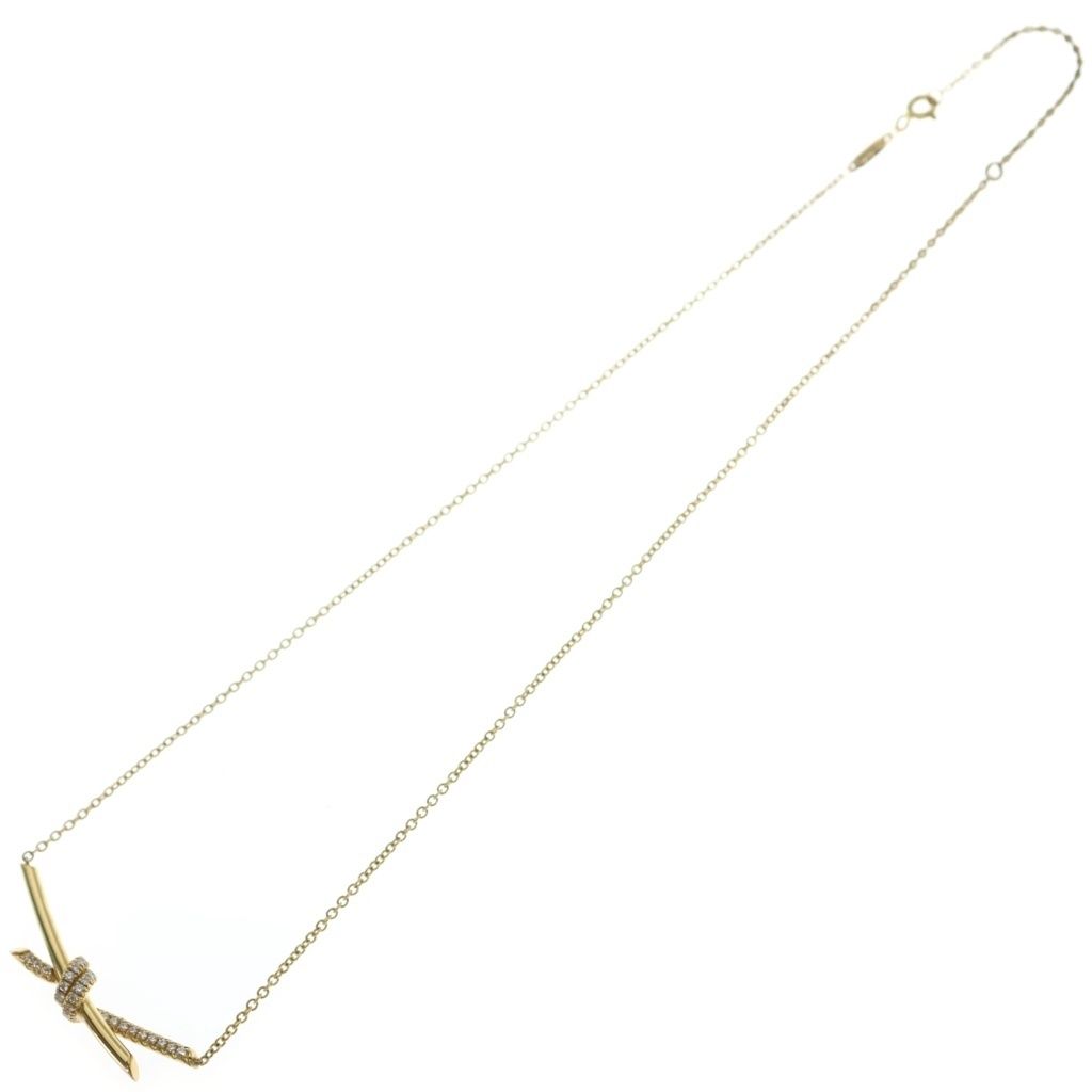 Tiffany & Co Knot Necklace Diamond Pendant Chain Yellow Gold — view 2