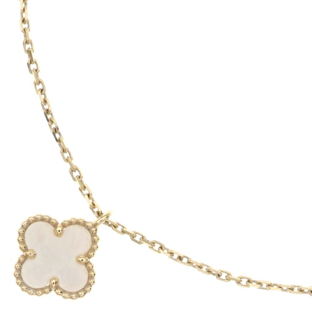 Van Cleef & Arpels Sweet Alhambra Mother of Pearl Pendant Chain Yellow