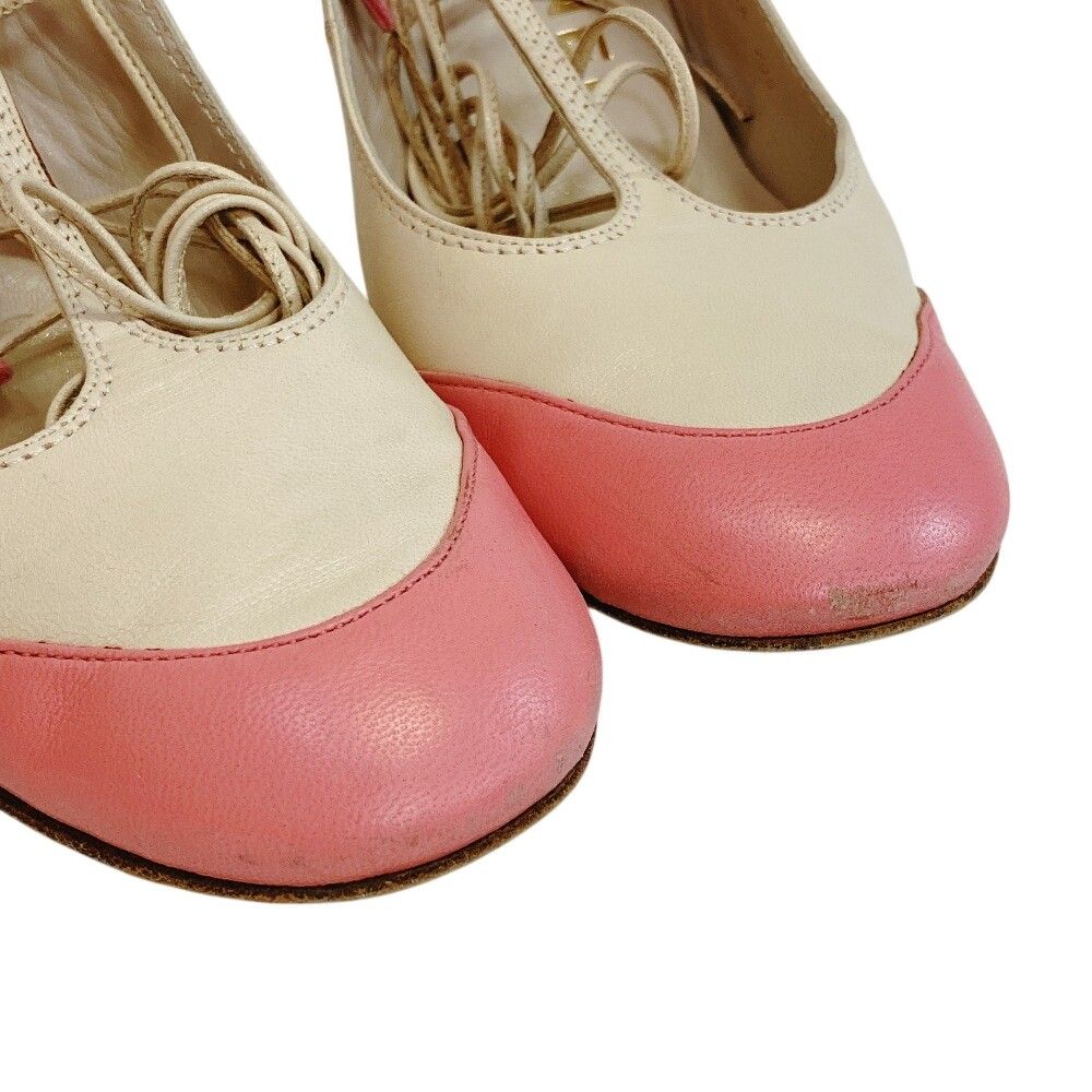 Chanel Lace-up Leather Sandals Pink — view 5