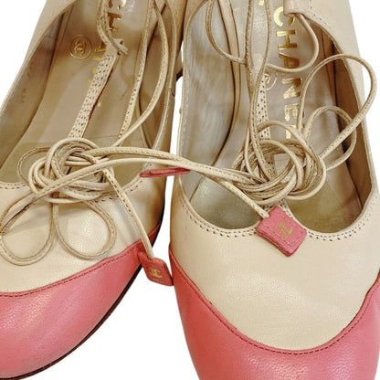 Chanel Lace-up Leather Sandals Pink — view 7