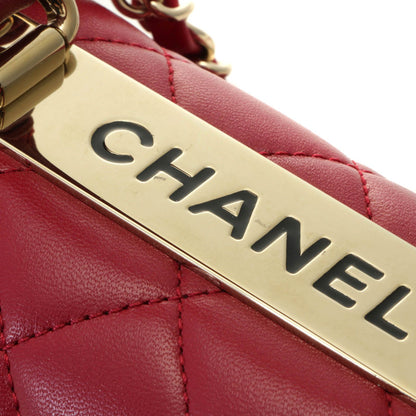 Chanel Quilted Trendy CC Top Handle Handbag Lambskin Red Random Stamp — view 5