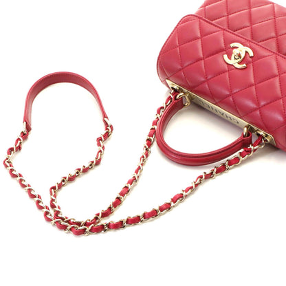 Chanel Quilted Trendy CC Top Handle Handbag Lambskin Red Random Stamp — view 4