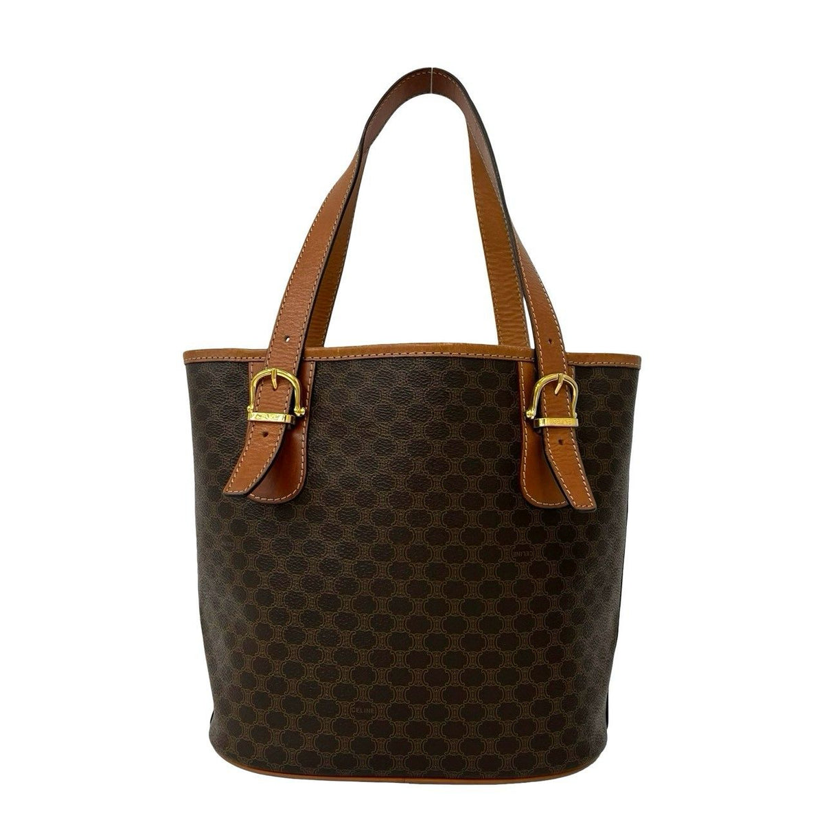 Celine Vintage Macadam Blason Leather Tote Bag Brown — view 3