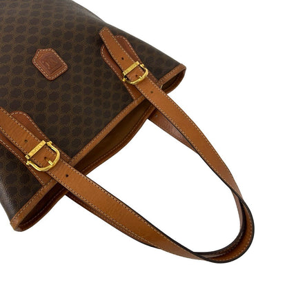 Celine Vintage Macadam Blason Leather Tote Bag Brown — view 4