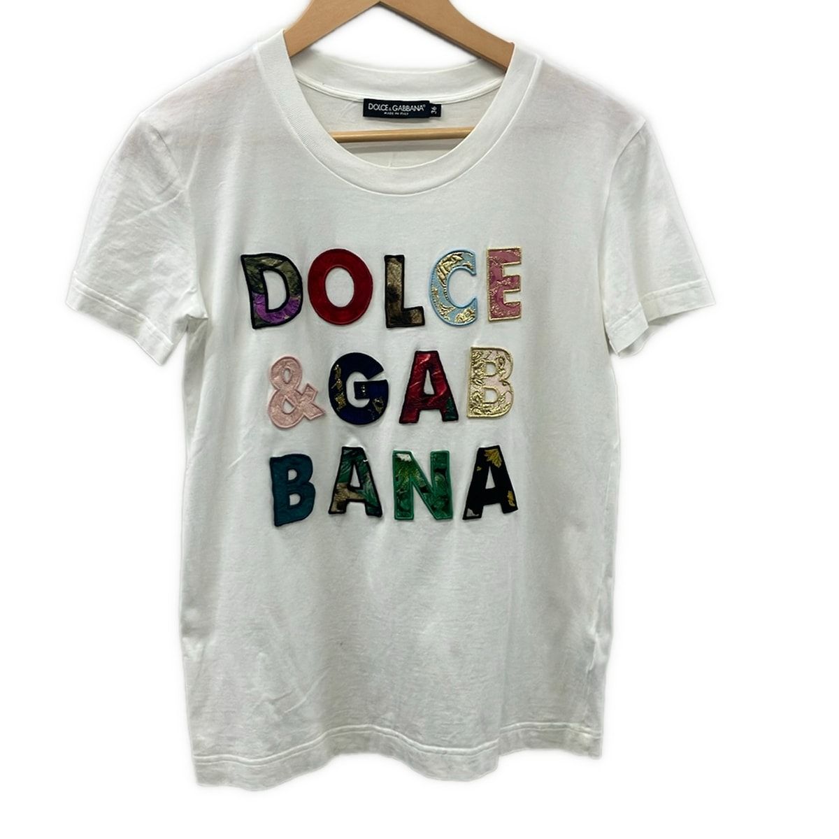 Dolce & Gabbana Short Sleeve T-Shirt S White Multi Crew Neck Lace