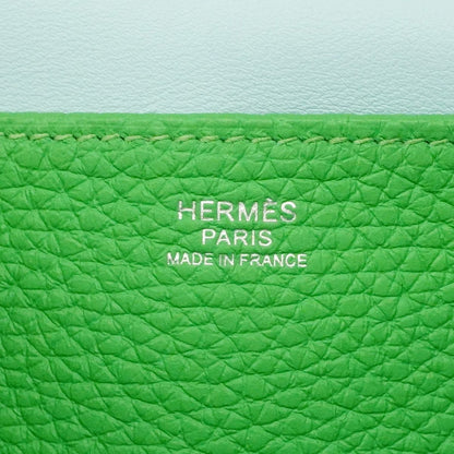 Hermes Handbag Halzan Verso Taurillon Clemence Vert Comic Celeste Silver 2-Way — view 5