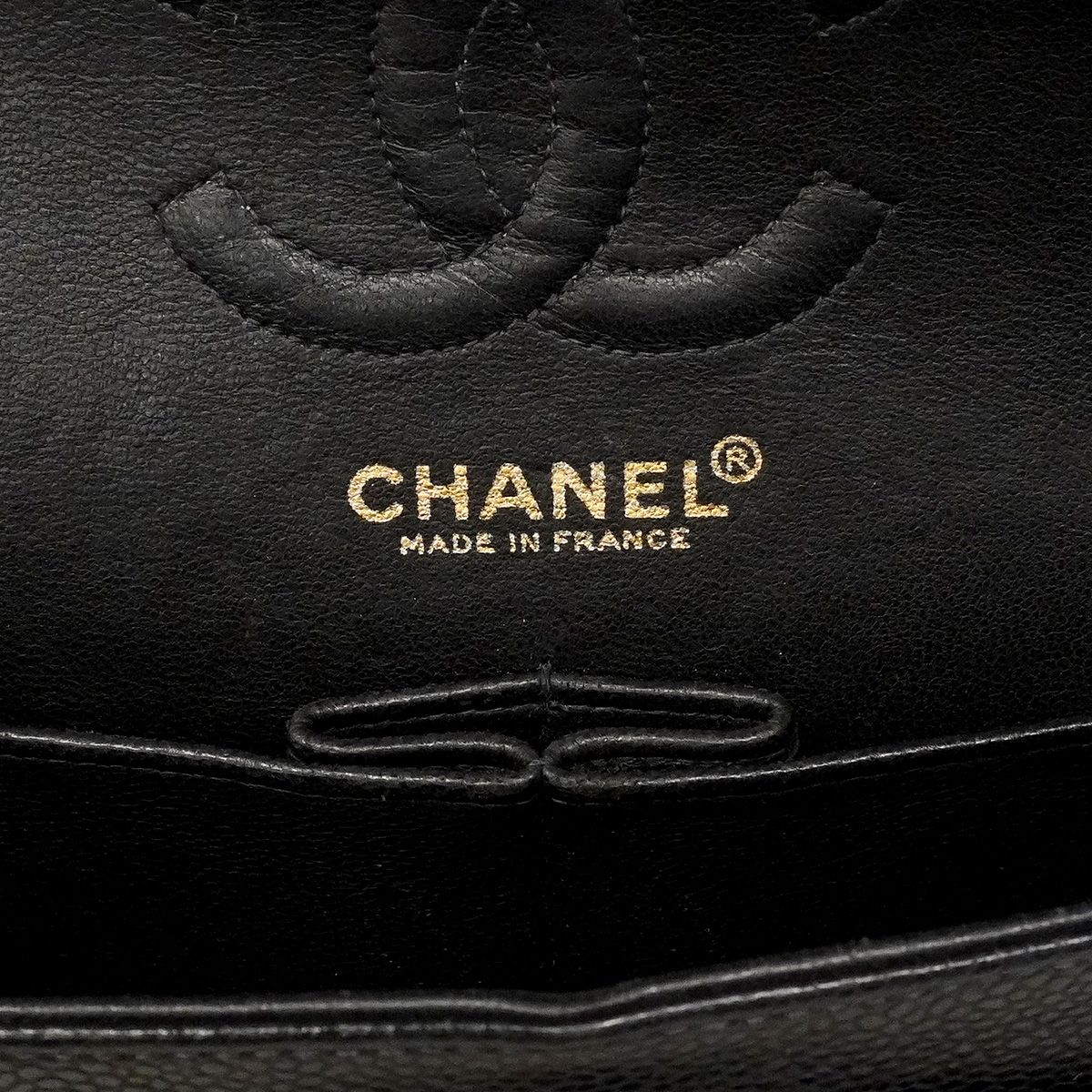 Chanel Shoulder Bag Quilted Caviar Leather Black Gold — view 5