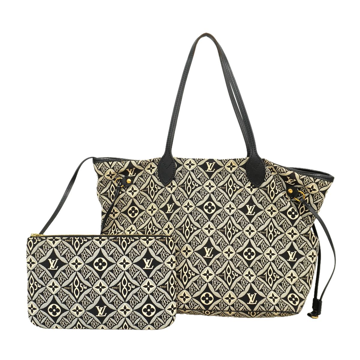 Louis Vuitton Tote Monogram Jacquard Neverfull MM Black Gray