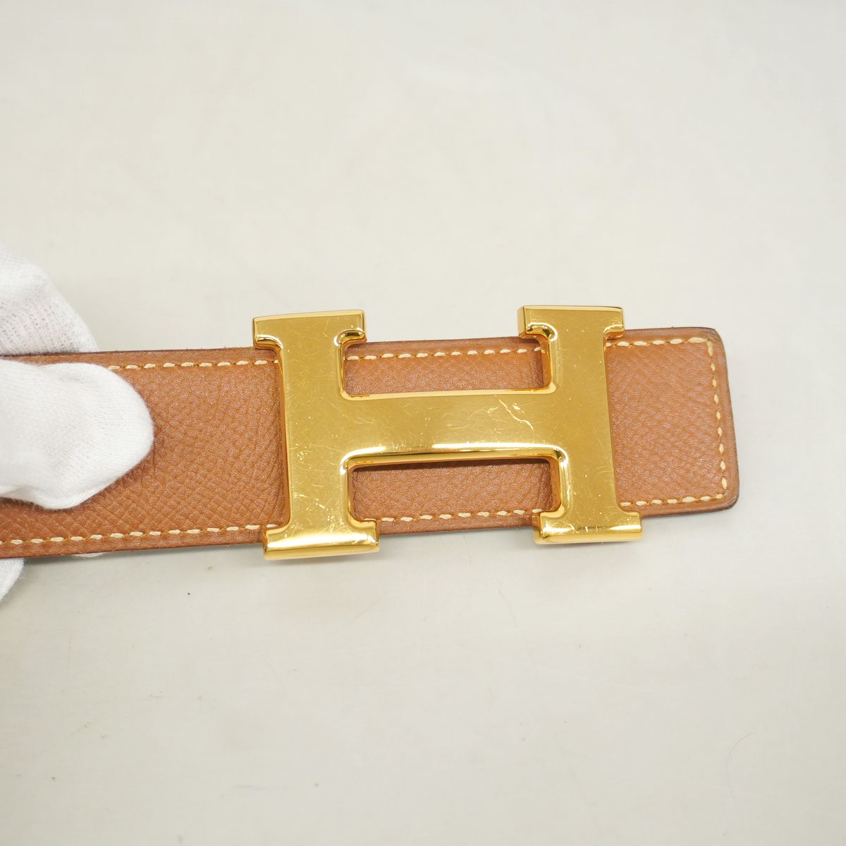 Hermes Belt Constance Courchevel Box Calf Gold Black — view 5