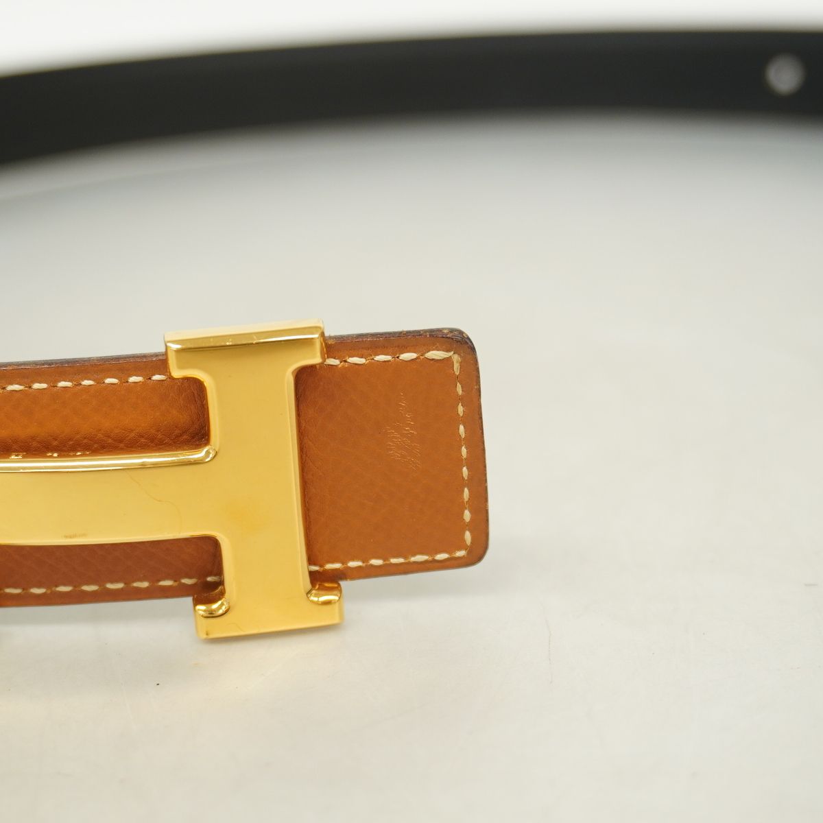 Hermes Belt Constance Courchevel Box Calf Gold Black — view 6