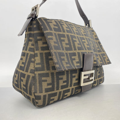 Fendi Handbag Zucca Mamma Bucket Nylon Canvas Brown Silver — view 2