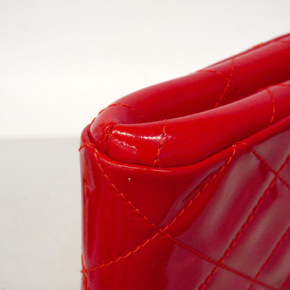 Chanel Shoulder Bag Quilted Patent Leather Red Silver — view 6
