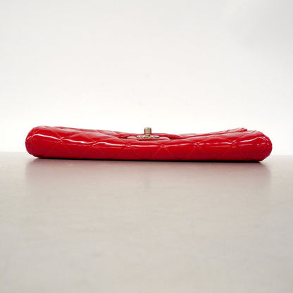 Chanel Shoulder Bag Quilted Patent Leather Red Silver — view 3