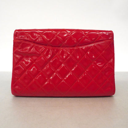 Chanel Shoulder Bag Quilted Patent Leather Red Silver — view 8