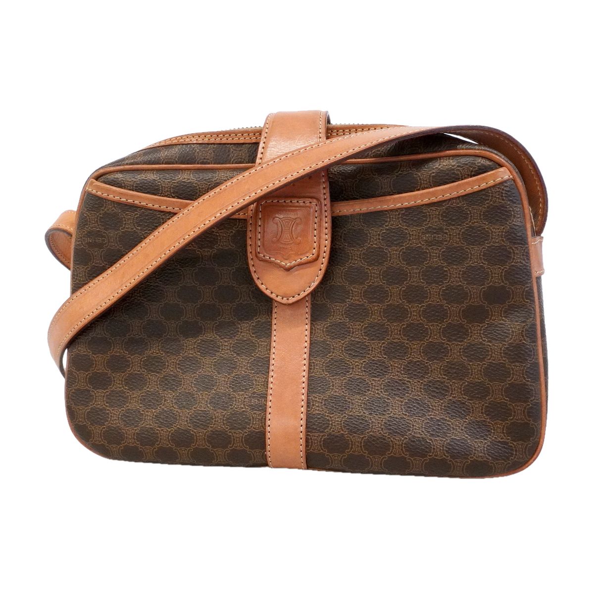 Celine Shoulder Bag Macadam Brown Gold