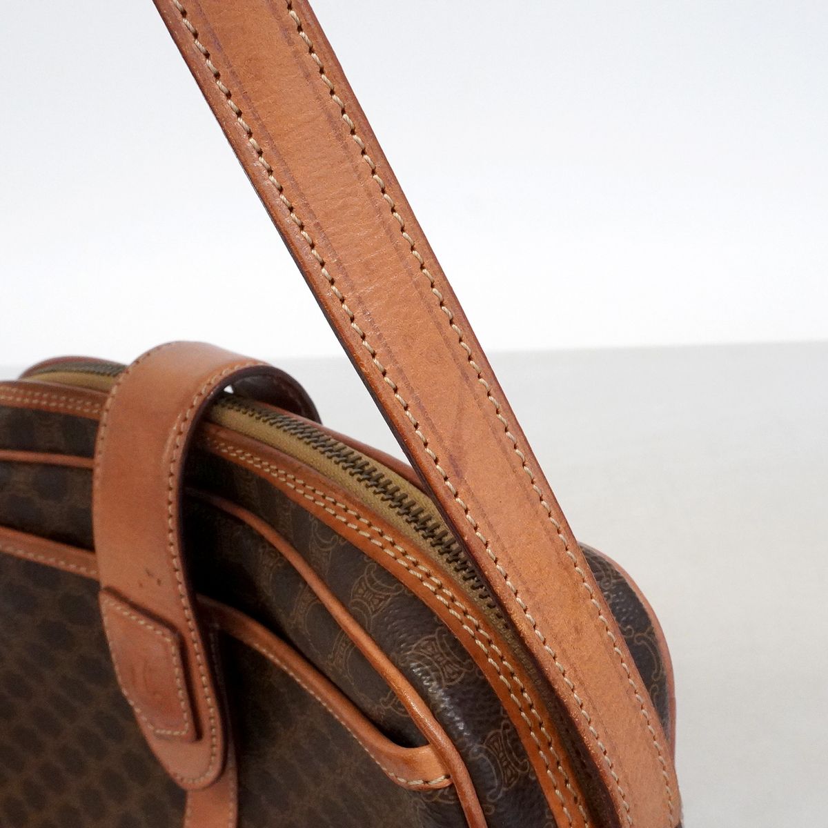 Celine Shoulder Bag Macadam Brown Gold — view 8