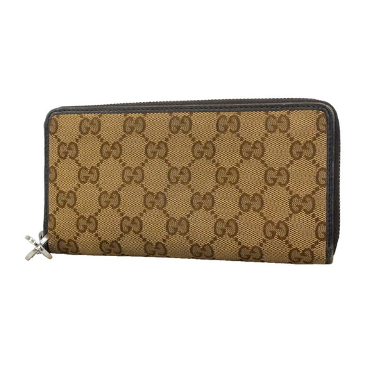 Gucci Wallet GG Canvas Brown Gold