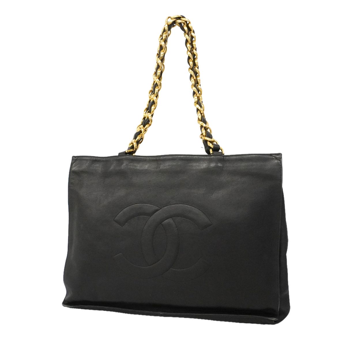 Chanel Chain Tote Lambskin Black Gold