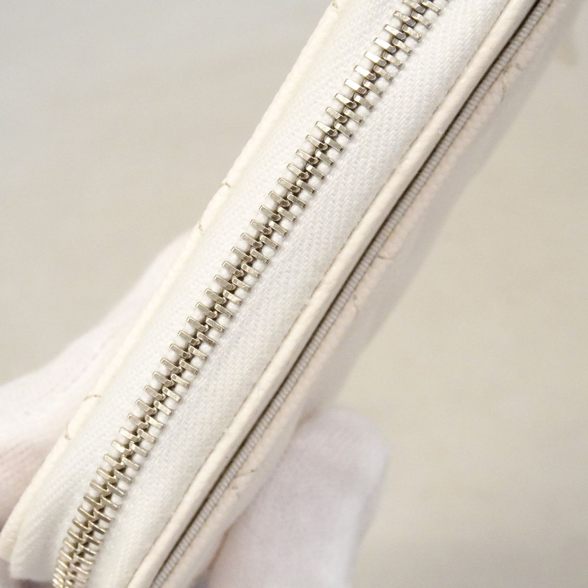 Chanel Coin Purse Quilted Caviar Leather White Silver — view 5