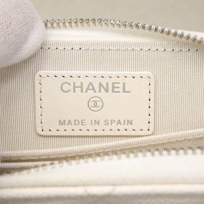 Chanel Coin Purse Quilted Caviar Leather White Silver — view 4