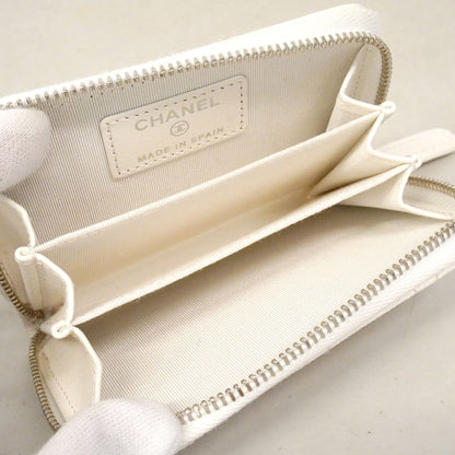 Chanel Coin Purse Quilted Caviar Leather White Silver — view 3