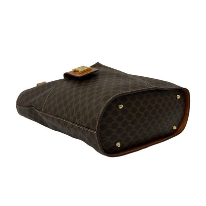 Celine Vintage Macadam Pattern Triomphe Logo Leather Tote Bag Brown — view 7