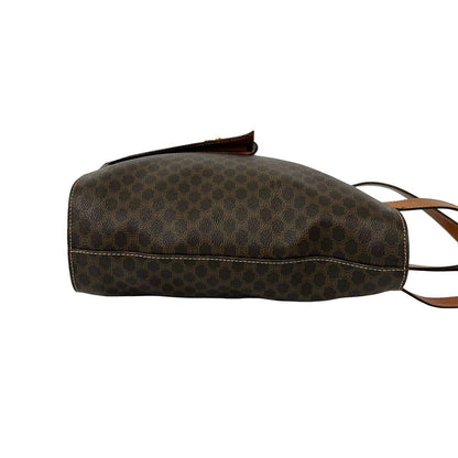 Celine Vintage Macadam Pattern Triomphe Logo Leather Tote Bag Brown — view 6