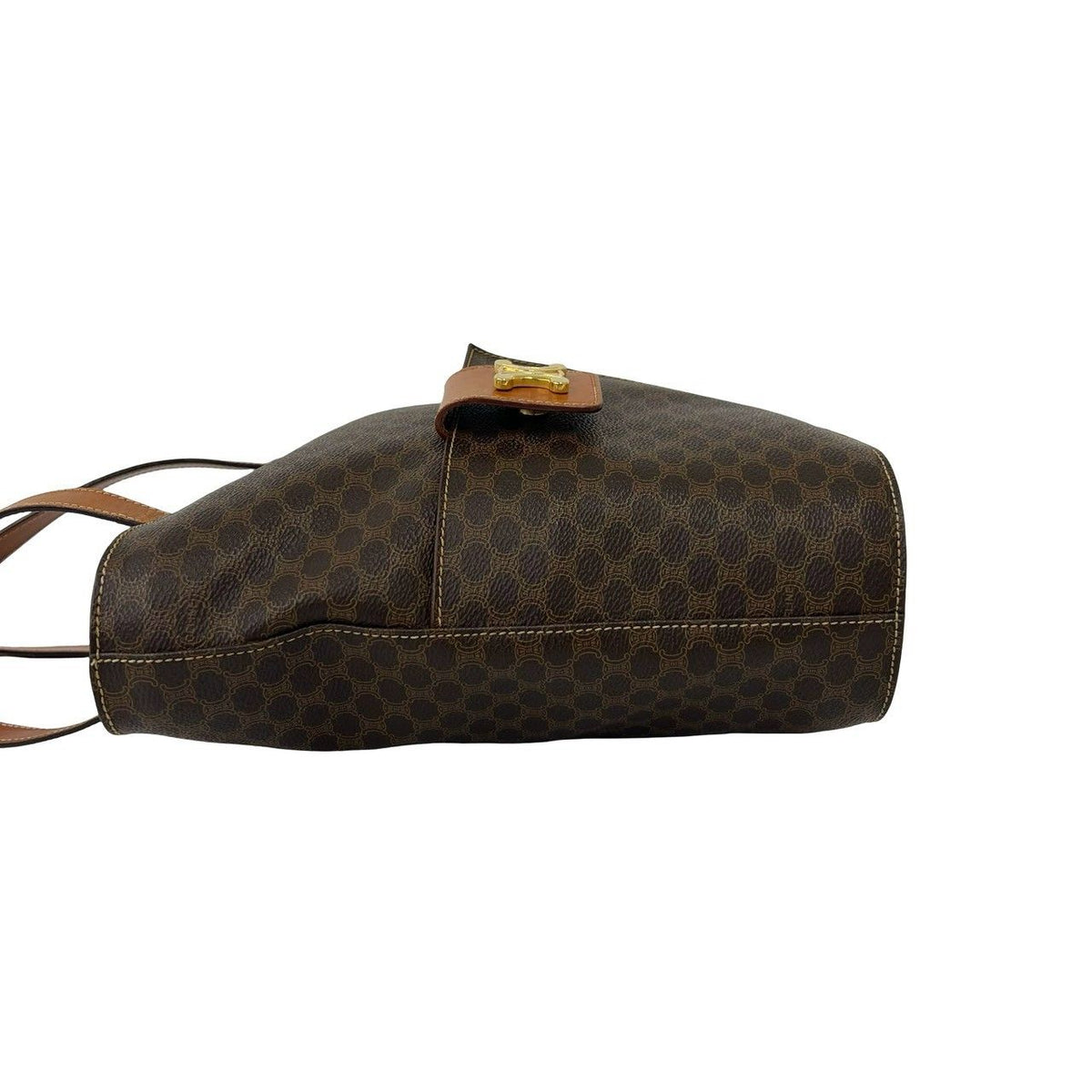 Celine Vintage Macadam Pattern Triomphe Logo Leather Tote Bag Brown — view 5